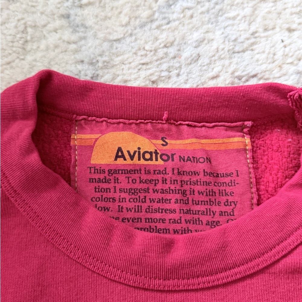 Aviator Nation Red "Pray For Snow" Pullover Sweatshirt - Picture 5 of 6